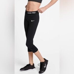 Nike Black Capri Leggings with White Logo